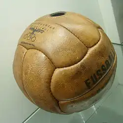 Leather ball used in the football tournament at the 1936 Summer Olympics