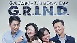 An image of Bruno Gabriel, Jazz Ocampo, Ayra Mariano and Benedict Campos, over a gray background. The series title is displayed on the upper side of the image.