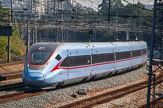 CR300AF-1001, allocated to China Railway Guangzhou Group, operating as G6554 from Hong Kong West Kowloon railway station to Guangzhou East railway station.