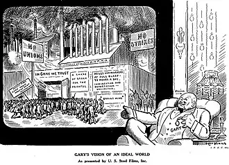 Labor Magazine comic criticizing Elbert H. Gary. 1923