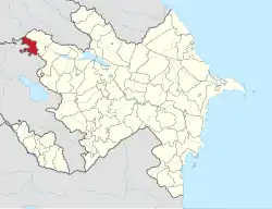 Map of Azerbaijan showing Gazakh District
