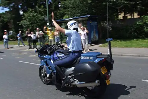 French gendarme on a police motorcycle