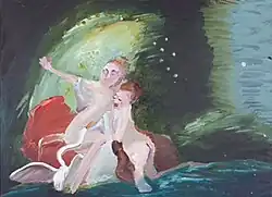 Genieve Figgis, Leda and the Swan (after Boucher), 2018, Acrylic on canvas, 23 x 31 inches