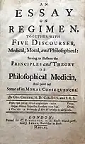 An Essay on Regimen, 1740, George Cheyne.