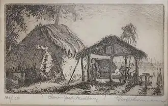 George Whinnen - Farm Yard Modbury Etching