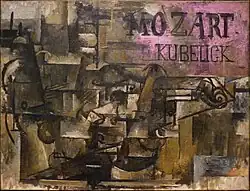 Georges Braque, Violin: "Mozart Kubelick", 1912, oil on canvas, 45.7 × 61&nbsp;cm, Metropolitan Museum of Art