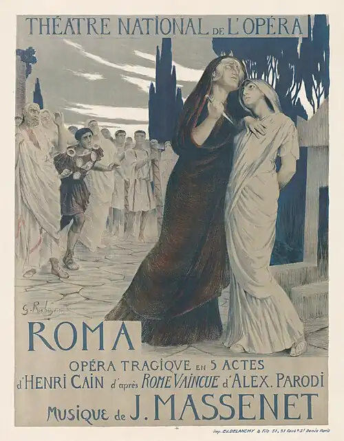 Poster by Georges Rochegrosse for the 1912 Paris première of Roma