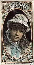 Cigarette card featuring the popular actress, Georgia Cayvan, c 1882