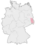Map of approximate Sorb-inhabited area in Germany