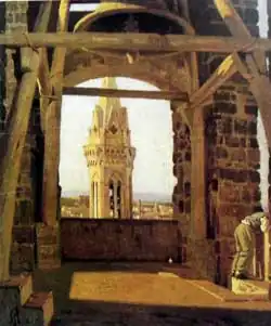 Giuseppe Abbati, The Tower of the Palazzo del Podestà, 1865, oil on wood