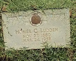 Grave of Homer C. Ludden (1880–1958) Arizona State Legislator and Founder of the City of Surprise, Arizona.
