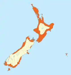 Map showing distribution of the redfin bully (Gobiomorphus huttoni)