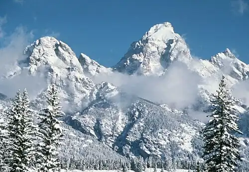 Grand Teton in Wyoming is the highest summit of the Teton Range.