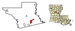 Location of Pollock in Grant Parish, Louisiana.