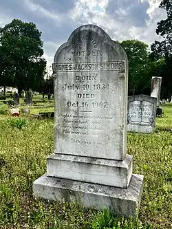 Grave of Agnes Jackson Simons, who constructed the Mann-Simons Cottage