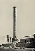 Furnace chimney, probably during construction of the smelter.