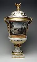 Covered vase with scene of the factory and Coalbrookdale, c. 1810, 21 1/3 in. (54.19&nbsp;cm) high