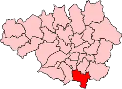 Boundary of Cheadle in Greater Manchester