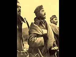 Three Greek Second World War soldiers, wearing forage caps mod.1938.