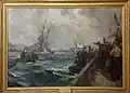 Scapa Flow by B. F. Gribble, depicting the surrender of the German High Seas Fleet at Scapa Flow on 18 November 1918, oil on canvas, 1920
