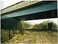 Great Bridge North station site, looking down from the crossing and past the signal box, 2003