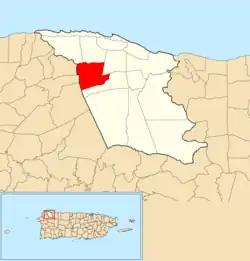 Location of Guerrero within the municipality of Isabela shown in red