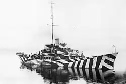 HMS Kilbride in dazzle camouflage