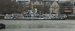 HMS&nbsp;President, painted by Tobias Rehberger in 2014 to commemorate the use of dazzle in World War I