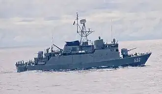 His Majesty’s Thailand Ship (HTMS) Tayanchon, a Khamrosin Class Anti-submarine Corvette.