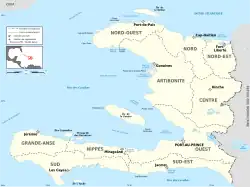 The diocese encompasses the entire country of Haiti.