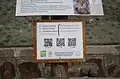 A QRpedia plaque in Skopje Zoo, North Macedonia, showing info on a hamadryas baboon (Papio hamadryas) using a mixed approach