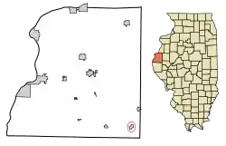Location of Basco in Hancock County, Illinois.