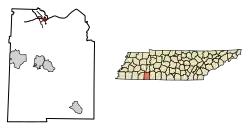 Location of Saltillo in Hardin County, Tennessee.