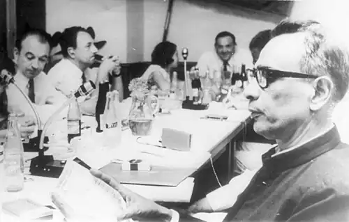 H. K. Konar leading the conference of the TUIAFPW, in the 1970s