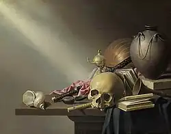 Still Life: An Allegory of the Vanities of Human Life is a Dutch vanitas which follows the memento mori theme.