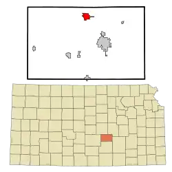 Location within Harvey County and Kansas