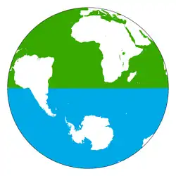After rotation, the Land Hemisphere is still at the top and the Water Hemisphere is still at the bottom