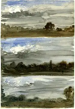 Hemsted Park, three studies with trees and storm clouds, 1856