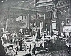 Newspaper photograph of a drawing room in the castle