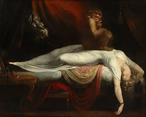 John Henry Fuseli, The Nightmare (1781), oil on canvas, 101.6 cm × 127 cm., Detroit Institute of Arts