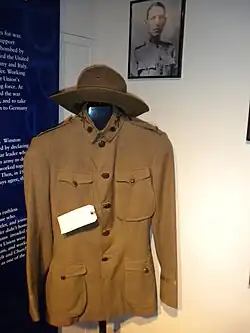Uniform of Lt. Henry Saultier on display at the Pennsylvania Veterans Museum. Lt. Saultier served from 1904-1914 in the 111th Infantry, 6th Regiment, Company H of the Pennsylvania National Guard, which trained in the armory.