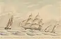 Trincomalee beating out of San Francisco on 23 Sept 1854