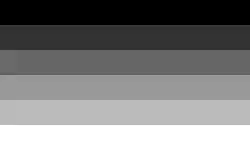 A flag with six horizontal stripes in a gradient of greys from black (top) to white (bottom)