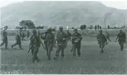 Troops of the 101 Airborne 1d along Route 19 during Operation Highland.