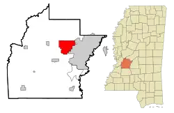 Location in Hinds County, Mississippi