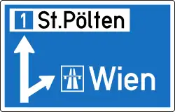 14a: Direction sign for an upcoming junction to a Motorway or Motorroad