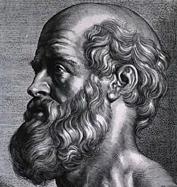 An engraving of Hippocrates by Peter Paul Rubens, 1638
