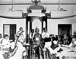 The Sultan giving his titah (speech) after approving the 1959 Brunei Agreement and Constitution.