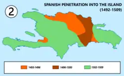 Spanish penetration into the Island.