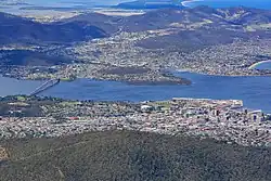 Aerial view of Hobart